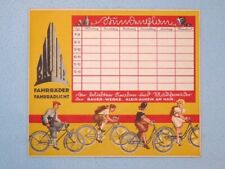 BAUER-Räder Klein-Auheim Stundenplan, Plakat Fahrrad, Original um 1930 alt antik