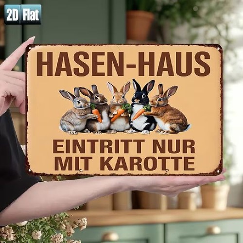 Blechschild hasenhaus hasen - blechschild,