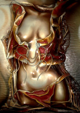 BILD aus LEDER •3D Optik• Holzrahmen Lederbild•,ca. cm • EROTIK HANDARBEIT