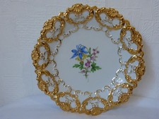 Zierteller, Meissner Porzellan, 1. Wahl, handbemalt, goldverziert, 23 cm