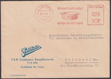 Absenderfreistempel AFS Geithain Emaille a. Gas- Kohle- Elektroherd aptiert 1962
