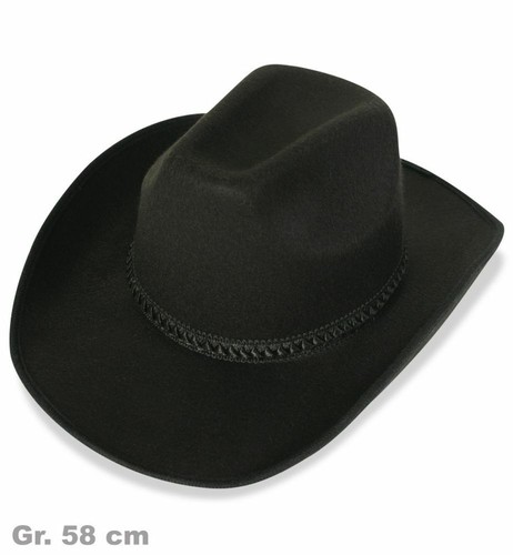 Cowboyhut schwarz 58 - cowboyhut, schwarz,