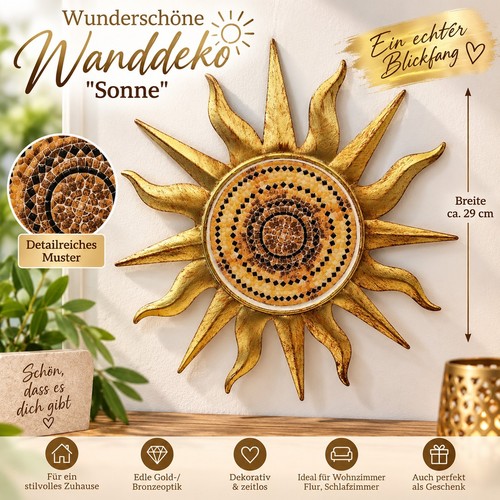 Wanddeko sonne 29cm gold - sonne,