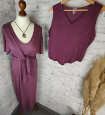 Kleid & Bolero Set Damen Cocon Fritzsch Seide Leinen Maxikleid lila Hippie Goa