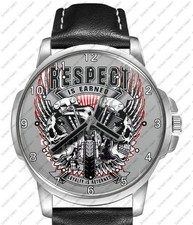 Route 66 Biker Mit Slogan Respect Ist Verdient Motorrad Kunst Unique Armbanduhr