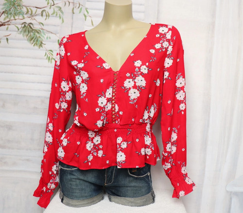 Rote v ausschnitt chiffon - rote, h&m
