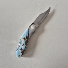 Klappmesser 7cm Klingenlänge Mit Kunststoffgriff Verziert Mit Einer Rehfamilie