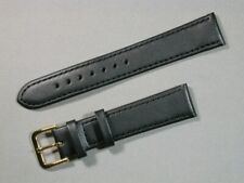 echt Leder Uhrenarmband schwarz seidenmatt 18mm breit  goldene Schließe 1018g