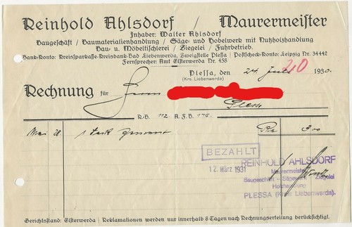 964 rechnung jahr 1930 - 37/964,