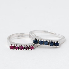 Paar Ringe rote/blaue Steine