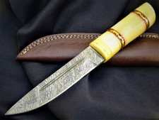Sax Mittelalter Wikingermesser Damaststahl Handgeschmiedet Beingriff (1541)
