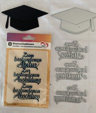 4 Stanzschablonen, Schriften Zum bestandenen Abschluss, Abitur, Ausbildung