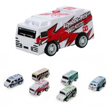 6 Stück Spielzeugbus mit Friktionsantrieb mini Spielbus Spielfahrzeug