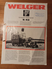 Prospekt WELGER Ballenwerfer S40  Traktor Schlepper Brochüre Werbung E