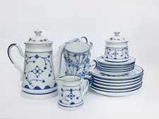 KAFFEE TEE SERVICE INDISCH BLAU STROHBLUME VINTAGE OSTSEE NORDSEE MCM 1970er