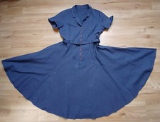 Darwin`'s Daughter Frauen Rockabilly Kleid Dolores Doll Gr. 40-42 blau Knöpfe