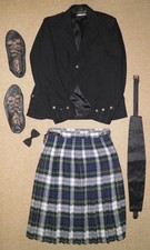Scottish Gordon Tartan Set Kilt 30" Weste 36" Brustumfang & Extras - 6 Stück