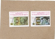 2 Sammelbilder Americana Kaugummi München,20 DM und 100 DM Schein