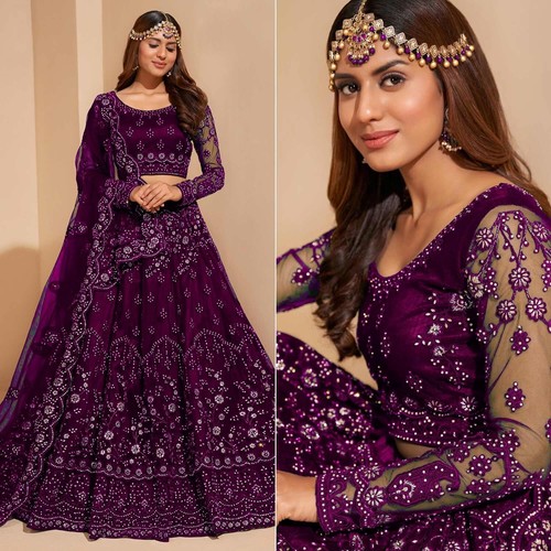 Hochzeit lila lehenga - lila,