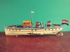 Rarität Vorkrieg Japan YM Trademark Schlachtschiff Schiff Blechspielzeug