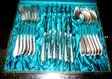 Besteck 18 Teile KREUZBAND versilbert  WMF 200 Louis XVI für 6,  Besteckkasten