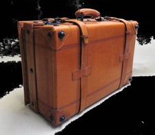 KOFFER Reisekoffer ANTIK Lederkoffer RARITÄT Leder OLDTIMER Köfferchen KL. 4225