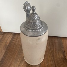 Antiker Bierkrug Maßkrug Gravur um 19. Jahr mit Zinndeckel