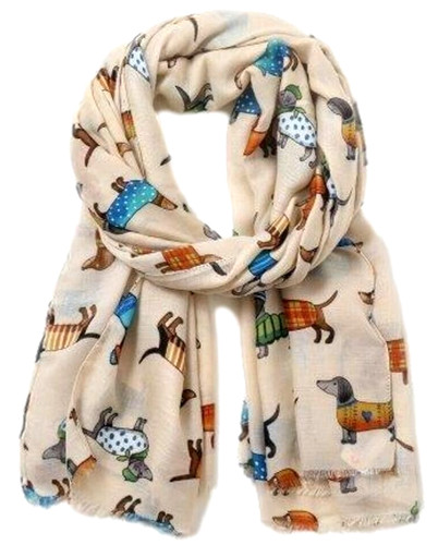 Dackel schal damen creme wurst - schal,