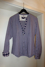 Bluse Langarm Marc O´Polo blau weiß kariert Gr. 40 M getragen sehr gut erhalten
