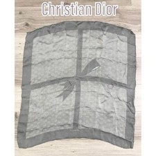 Christian Dior grau Seidentuch Tuch Punktemuster 67x68cm 100% Seide gebraucht