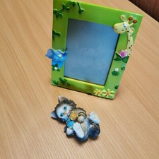 wunderschöner Bilderständer / Bilderrahmen aus Keramik & Kätzchen mit Teddy !