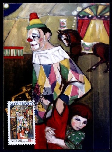 Zirkus clown mit trompete - ,