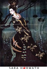 Black peacock geisha japan - black,