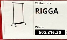 Ikea Rigga höhenverstellbares Tuch- & Schuhregal, Rizinus, weiß, viel Stauraum, 175 cm