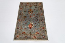 3 x 4 Fuß Floral Grau Vorleger Afghan Traditionell Handgeknüpft Wolle...
