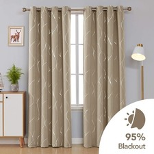 Deconovo Verdunkelungsvorhänge beige 229x117 mit Wandstange