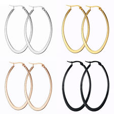 Creolen Oval Edelstahl 48x30mm Farbwahl: Silber/Gold/Rosegold/Schwarz Ohrringe 