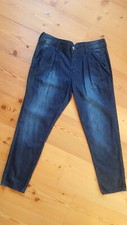Mom Pants Jeans Tapered Hose dunkelblau/schwarz 3/4 Hose Karotte Gr EU 34
