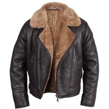 B3 Bomber WWII Brown Real Shearling Lammfell Leder Braun Fliegerjacke