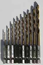 Bit - Bohrer Set Akkuschrauber HSS-Titan 10 Stück Sechskant Bitbohrer