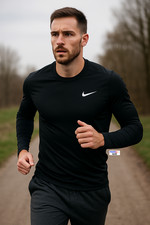 Nike Pro Dri-FIT Langarmshirt Running Fitness Training schwarz Herren GR101(L)