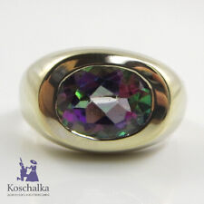 Hocheleganter 585er Weißgold Siegelring mit Mystic Topas, Gr. 57,5 (0988EB)