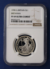 1998 Royal Mint 1/2oz Silber PP Britannia £1 Münze NGC Graded PF69 Ultra Cameo