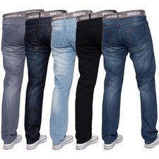 Enzo Jeans gerades Bein Herren Denim Hose normale Passform Arbeitshose alle UK-Größen