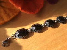 Armband Edelstahl Glas schwarz extravagant