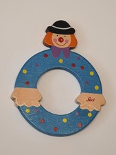 O in blau  - Holzbuchstabe  als Deko / Basteln -  Clownsgesicht (R3A)