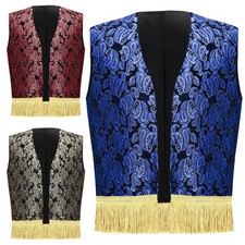 DE Jungen Gothic Steampunk Jacquard Weste Mittelalter Jacke Arabischer Prinz 