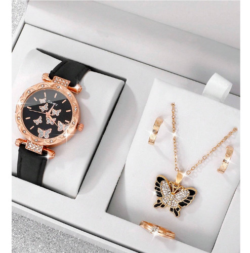 Schmuckset schwarz mit uhr - schmuckset,