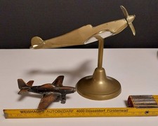 WW2 Trench Art  Solid Brass Spitfire on Brass Stand Support+Brass sharpener
