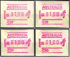 1994 Automatenmarken Australia Waratah AEROPEX C27-C30 je ATM 1.00 xx / Frama